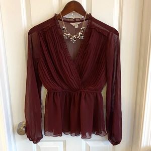 Closet Closing Nov 21: Belle Sky Burgundy Red Long Sleeve Blouse